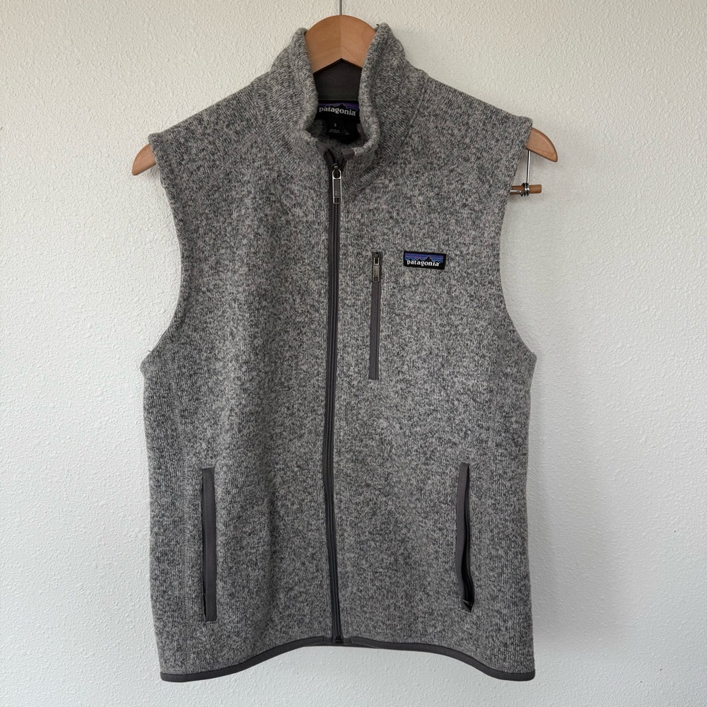Men’s Patagonia Fleece Sweater Vest in Heathered Grey Black size Small